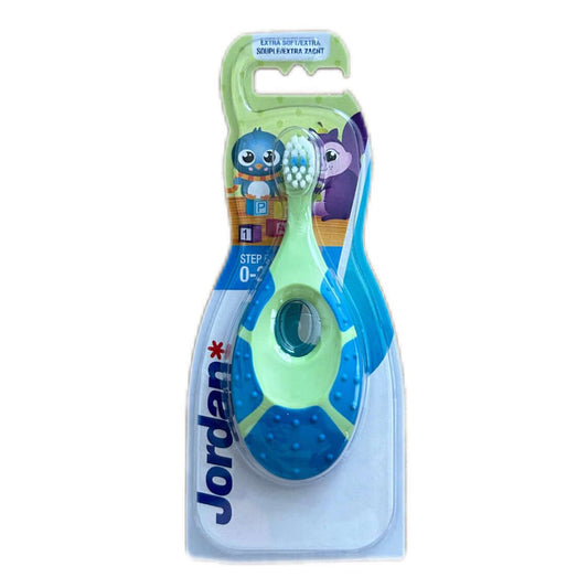 Jordan Kindertandenborstel Step 1 Baby (0 - 2 Jaar) – Zacht & Veilig, Blauw - ShopThuis
