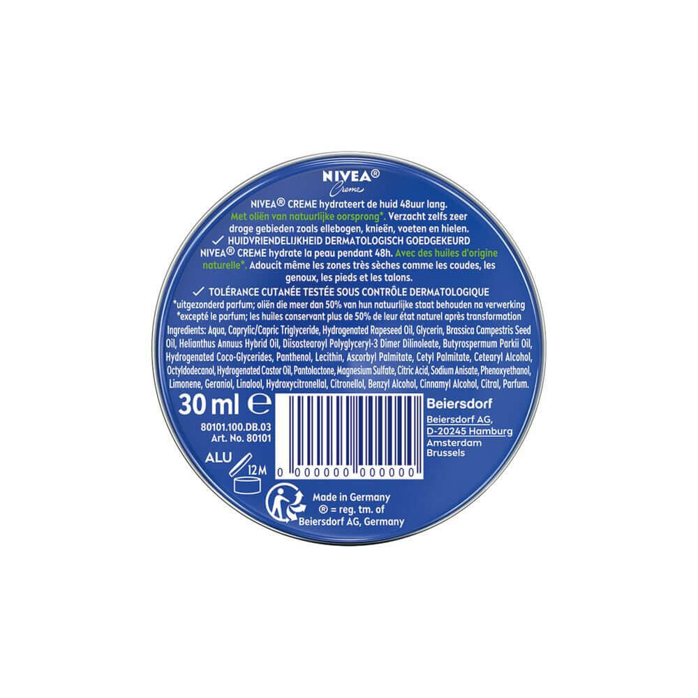 Nivea Crème Blik Mini 30ML - ShopThuis